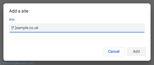 Adicionar um domínio ou subdomínio como exceção